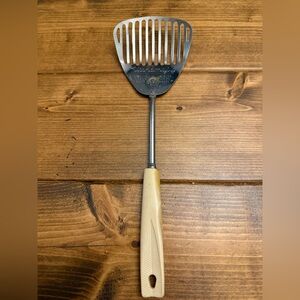 EKCO Kitchamajig Slotted Utensil Strainer Spoon Spatula Cream Handle 12” Vintage